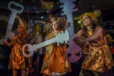 Purim dancers on stage